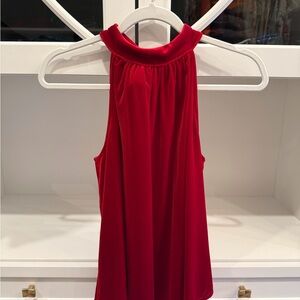 Gibson Red Velvet Halter Top w/tie-back bow